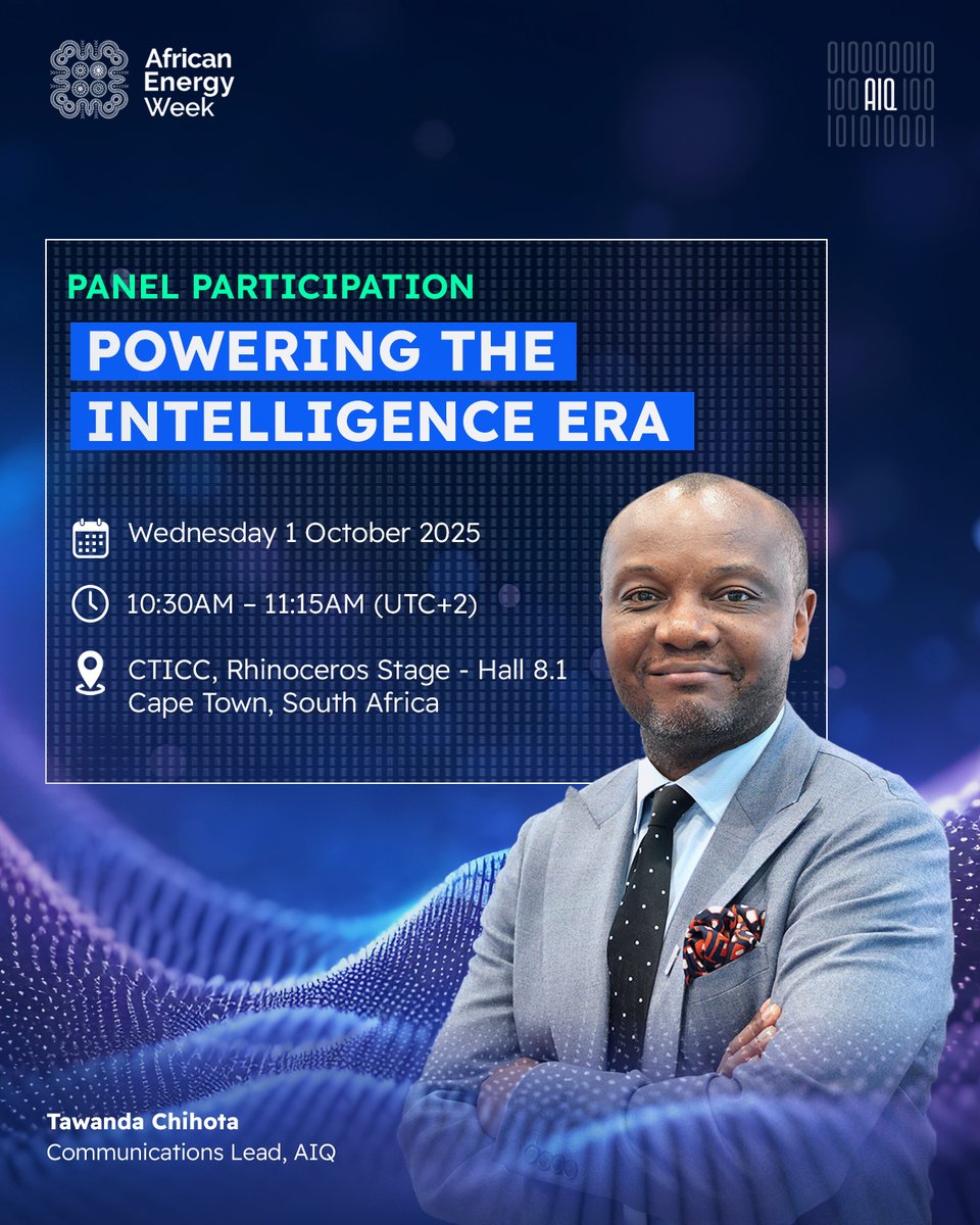 How can #AI help overcome Africa’s energy challenges — from data gaps to regulatory barriers — while driving sustainable transformation? 🌍

Our Communications Lead, Tawanda Chihota, joins the panel “Powering the Intelligence Era” at #AfricanEnergyWeek