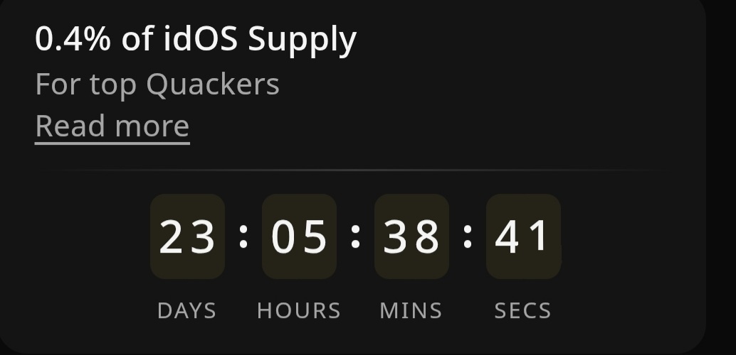 23 days left to the end of epoch 1..
You are still early on <a href="/idOS_network/">idOS</a> 

Quack on lads