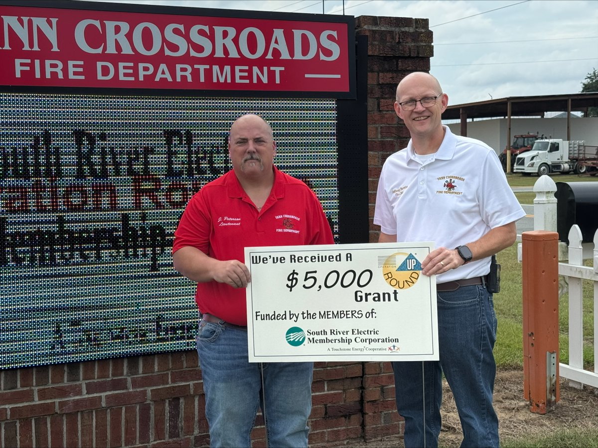 The Vann Crossroads Volunteer Fire Dept. is even better equipped to keep our community safe thanks to an Operation Round Up grant to purchase rechargeable batteries for their air packs and more SCBA masks, ensuring firefighters have the reliable gear when needed.