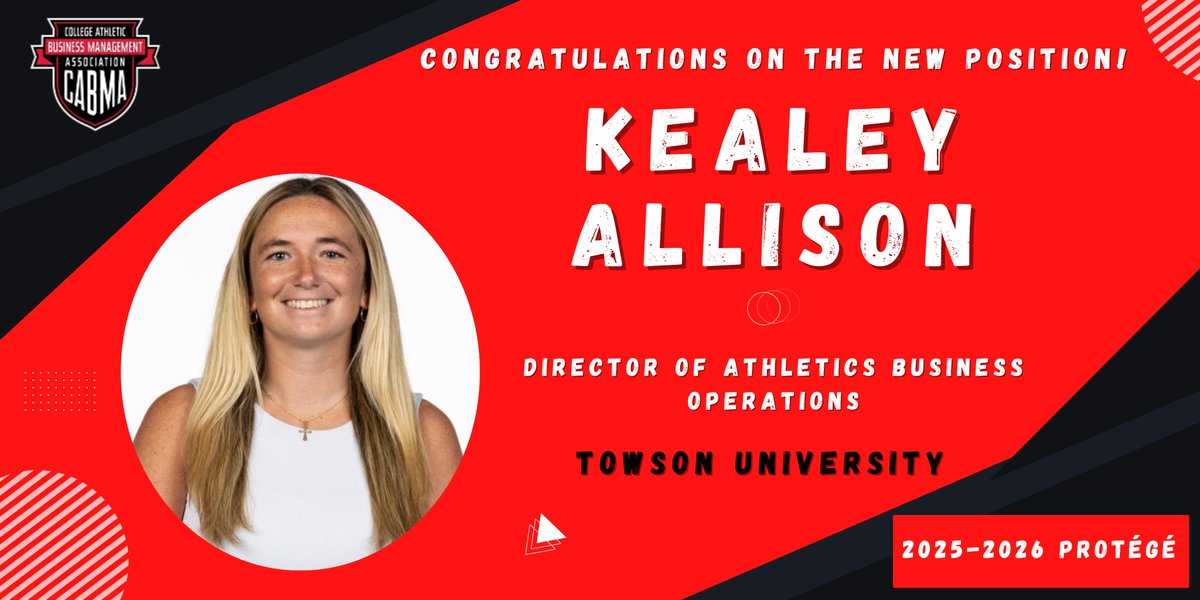 Congratulations to Kealey Allison on the new position as Director of Athletics Business Operations at <a href="/TowsonTigers/">Towson Athletics</a>!