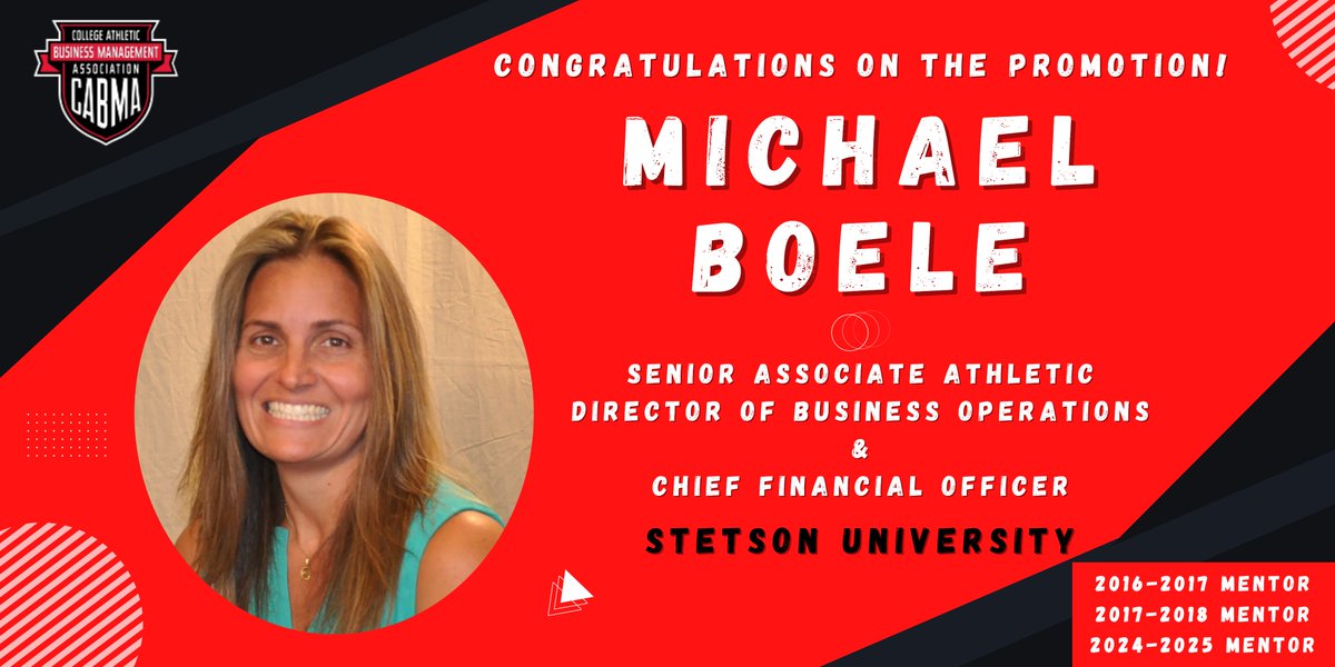 Congratulations to 3X mentor, <a href="/mboele923/">Michael Boele</a>, on the promotion to Senior Associate Athletic Director of Business Operations &amp; Chief Financial Officer <a href="/StetsonHatters/">Stetson Hatters</a>!