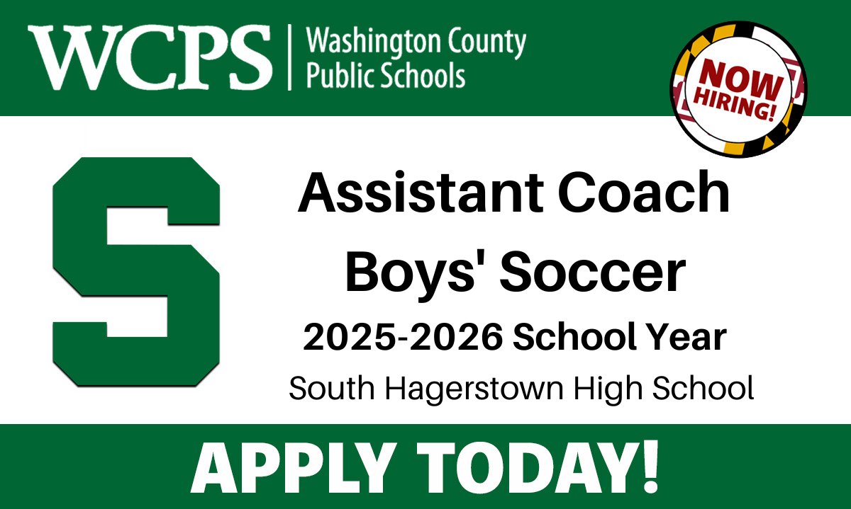 South Hagerstown High School is accepting applications for Assistant Coach Boys' Soccer. Apply today at wcpshr.com