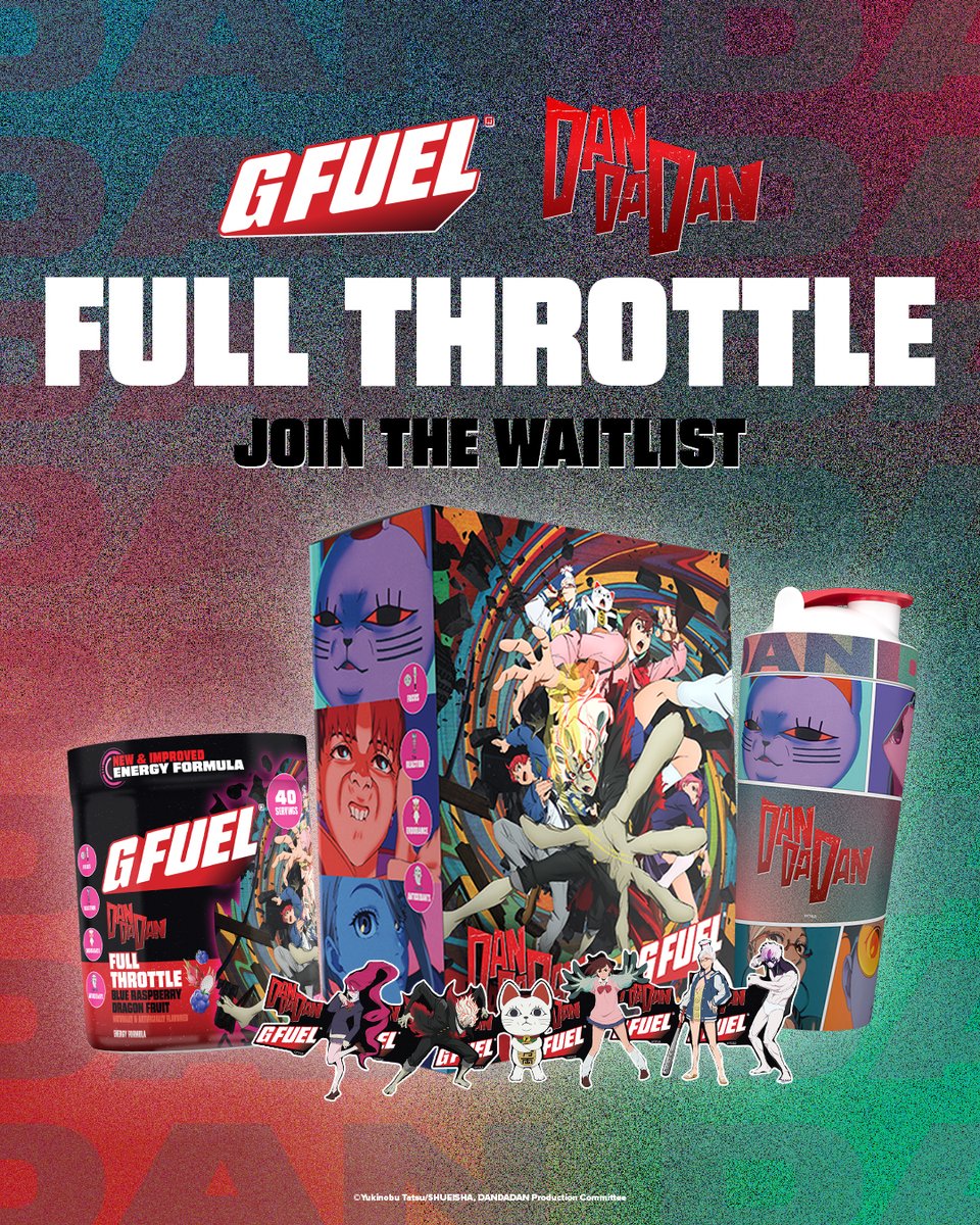 GFuelEnergy's tweet image. 👻 Ghosts, 👽 Aliens, and ⚡ ENERGY.

The chaos doesn’t slow down and neither do we. The Dan Da Dan x G FUEL collab is here FULL THROTTLE!

This otherworldly Collector’s Box Includes:
👽 Full Throttle (Blue Raspberry Dragon Fruit) 40 oz Energy Tub
👽 Metal Shaker Cup
👽…