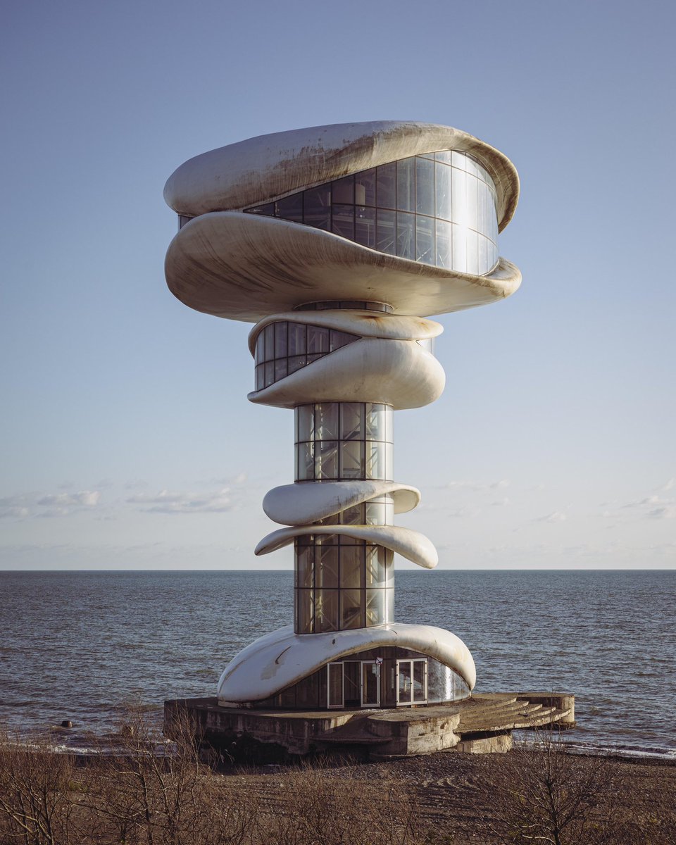 abandonedspaces's tweet image. The &quot;ghost tower&quot; in Anaklia is an abandoned, futuristic tower on the Black Sea coast of Georgia. It was built as part of an ambitious and ultimately unsuccessful project to create a new, modern city called Lazika…