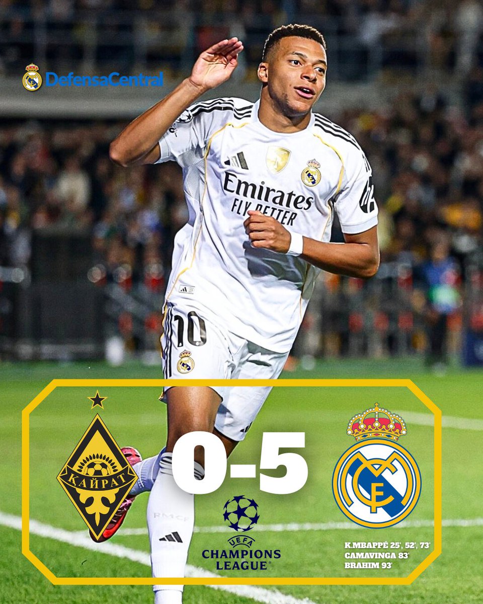 JosePadi_'s tweet photo. El Real Madrid exhibe pegada en la Champions, pero no hay que olvidar la derrota del fin de semana. Tampoco atascarse con ella demasiado tiempo. 

Mbappé está a otro nivel y sostiene al equipo. Güler, su mejor socio. Brahim merece más minutos.

A seguir, que esto es muy largo. https://t.co/rXqvlfyovu