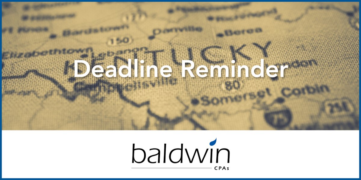 baldwincpas's tweet image. The extended tax deadline for Kentucky taxpayers impacted by severe storms is coming up. Most individual, business, and trust returns are now due by 11/3/25.

Baldwin CPAs is here to guide you through the process and ensure you meet all requirements with confidence.

#KentuckyTax