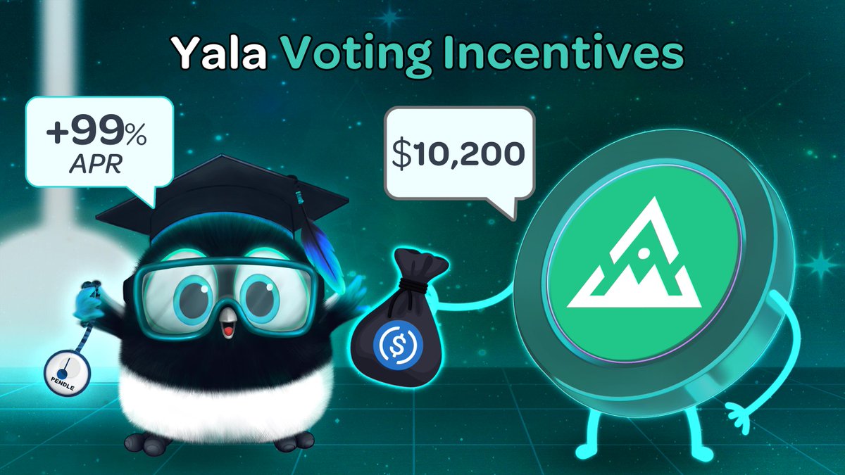 Penpiexyz_io's tweet image. The beat of $USDC incentives is loud on the @Penpiexyz_io Voting Market!🥁

@yalaorg drops $10,200 in $USDC voting incentives:
🎵YU(ETH): $7,200 / 35% APR
🎵YU(BASE): $3,000 / 99% APR

Vote now and tune in to rewards!🗳️