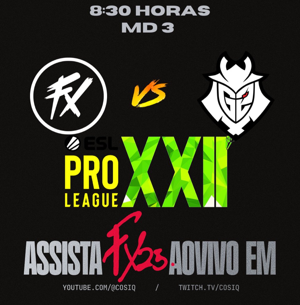 Eduardocosiq's tweet image. ADVERSÁRIO DEFINIDO!
G2
Mais uma chance de pontuar, mais uma chance de nos provarmos, mais uma chance de ser consagrados!
8:30 da manhã!
Espero vocês na casa do Fluxo CS!
Edit: SE GANHAR +59 pontos!