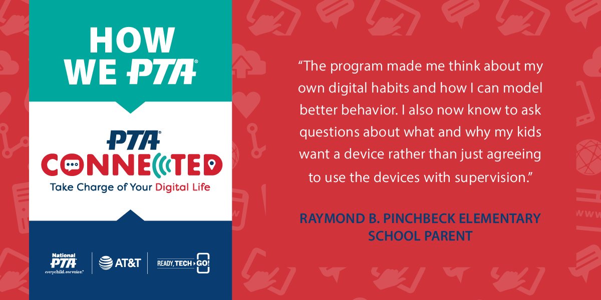 NationalPTA's tweet photo. To help their school community make informed decisions about technology use, Raymond B. Pinchbeck Elementary PTA held a Ready, Tech, Go! event with their grant from National PTA supported by @ATTimpact @ATT . Learn more about their event. #HowWePTA https://t.co/4aJ34WJKV1