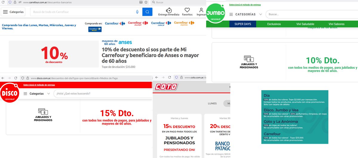 PonzistaAnti's tweet photo. Son unos hijos de puta

Todos los descuentos para jubilados que estan anunciando YA EXISTIAN

@SPettovelloOK sos una sinvergüenza

Hoy la fui a buscar a mi vieja al super que va por el descuento de jubilado y si sos cliente te hacen un 5%

Siempre va los dia de descuento, al Coto lo mismo

Por eso me sonaba raro, empeze a ver, encima hasta bajaron algunos descuentos jaja