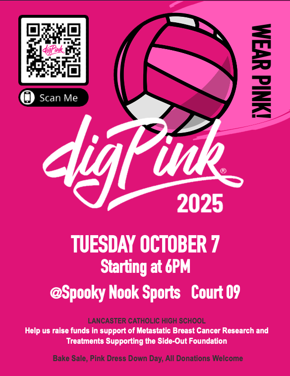 Help Support Lancaster Catholic HS Volleyball &amp; Dig Pink Night! 
October 7th in support of the Side-Out Foundation, raising funds for metastatic breast cancer research and treatments.

giving.side-out.org/campaigns/22453
Thank you for supporting both our team and this important cause.