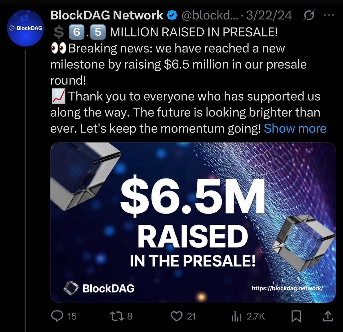 <a href="/AlpineF1Team/">BWT Alpine Formula One Team</a> <a href="/blockdagnetwork/">BlockDAG Network</a> Not sure who does your due diligence on F1 partners but Blockdag is an investment scam that has been running a presale for 1.5+ yrs now and advertises fake numbers for how much they’ve raised.