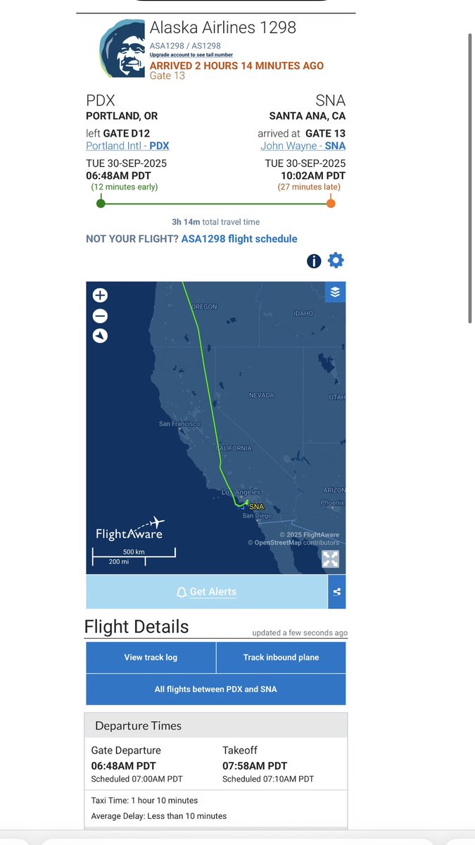 ohwxguy's tweet photo. Hey @AlaskaAir what caused a 1 hr 10 minute taxi time at PDX for this flight? Left the gate early but not airborne until well late, leading to cascading delays the rest of the day (for me, sigh)… https://t.co/COWlSHQauT