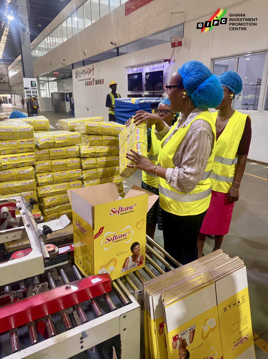 gipaghana's tweet photo. A team from the GIPC Investor Aftercare & Investor Grievance Division recently engaged Softcare FM, a multinational manufacturer operating one of Ghana’s largest diaper production facilities. 

The team was received by management of the company led by their Managing Director, We Ye. 

Discussions focused on opportunities for reinvestment and exports, as well as key challenges affecting local manufacturers, including unfair competition from substandard imports and smuggling at ports.

The Centre reaffirmed its commitment to supporting Softcare FM and the wider industry through policy advocacy and continued stakeholder engagement.

#aftercare #manufacturing #gipc
