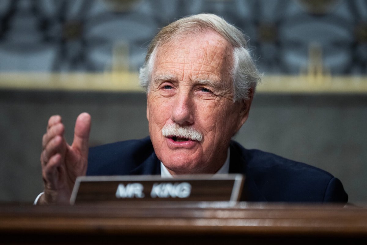 PollTracker2024's tweet image. Senator Angus King who caucuses with the Democrats says he is undecided on the GOP-backed CR which the Senate will vote on later today.