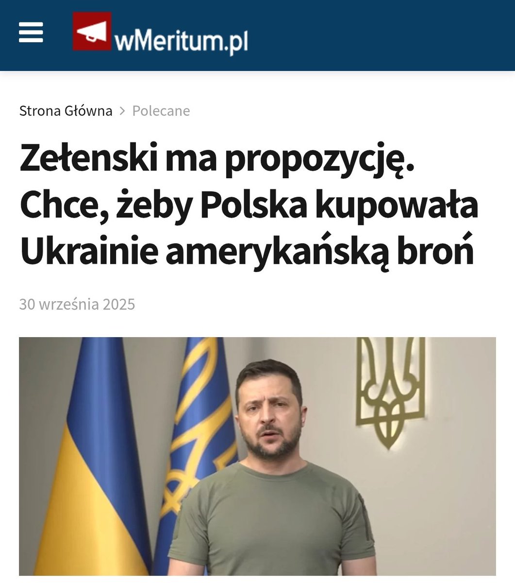 Prezydent Ukrainy🇺🇦 Wołodymyr Zełenski zwrócił się z apelem do Polski🇵🇱 o uczestnictwo w programie PURL — mechanizmie, w ramach którego państwa NATO finansują zakup amerykańskiej🇺🇸 broni dla Ukrainy. wmeritum.pl/wolodymyr-zele…