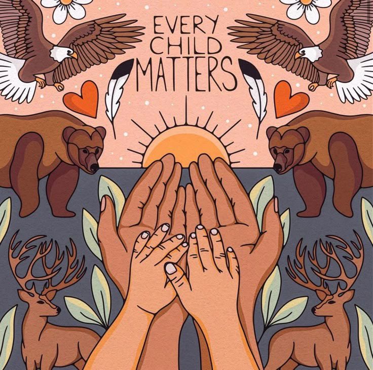 My heart is with our Indigenous communities as we remember the children who never made it home, and I honour the profound strength of survivors and their families. May we move forward with humility, compassion, &amp; open hearts🧡Thank you Rising Star Designs for this beautiful art.