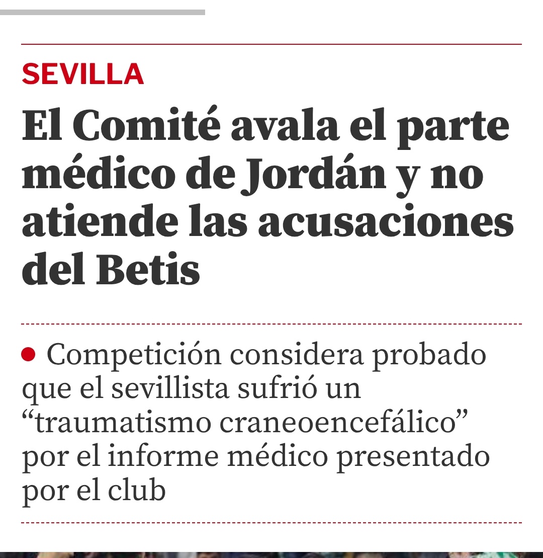 DatosSevillista's tweet photo. Si nos das tú o cualquier persona un parte médico (real, no hecho por IA) donde se diga que Jordán estaba fingiendo y no tenía nada cierro esta cuenta inmediatamente
Lo que sí existen son partes médicos que señalan que sufrió "traumatismo craneoencefálico"
Y avalado.
#Pesaos https://t.co/XqMOKpI3Wg