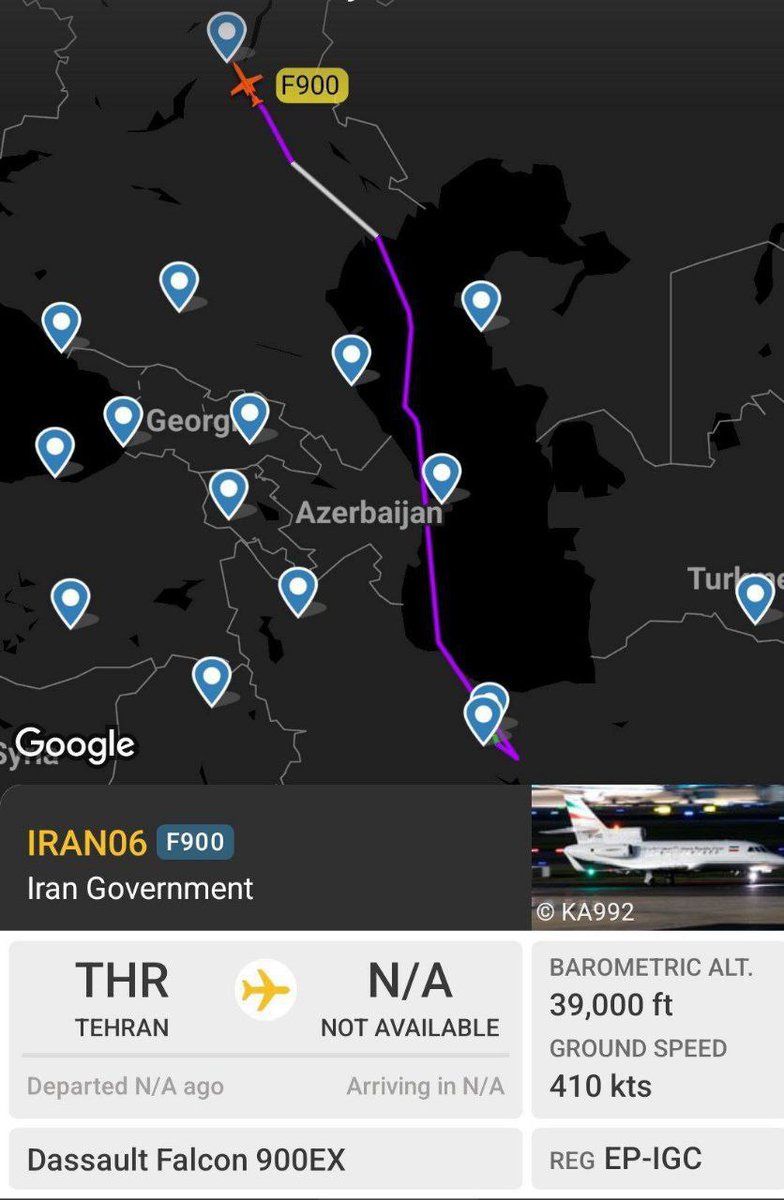 🔴لحظات پیش هواپیما دیپلماتیک  ج.ا به‌طور ناگهانی به مسکو پرواز کرد.
از این هواپیما صرفا برای جابجایی مقامات بلند پایه کشور استفاده می‌شود.

#چرک‌نویس