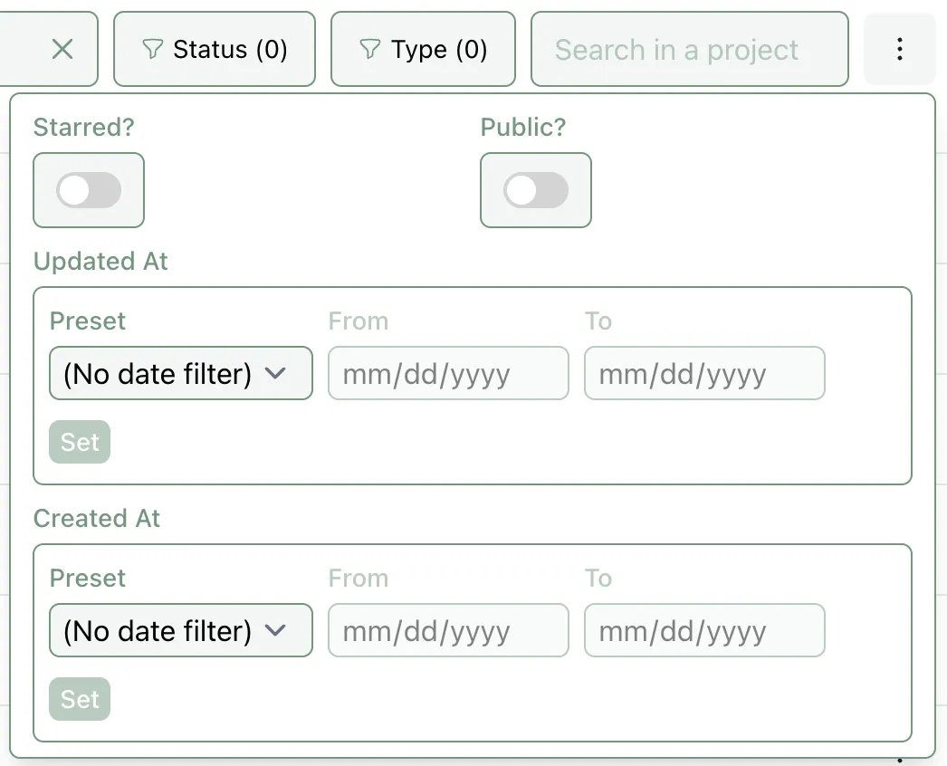 AriWagen's tweet image. Today, we added much-needed advanced search functionality to the @RowanSci platform!

It&apos;s easy to run hundreds of jobs, but it used to be hard to find old things. You can now filter by name, status, type, starred status, visibility, created-at date, and last-updated-at date.
