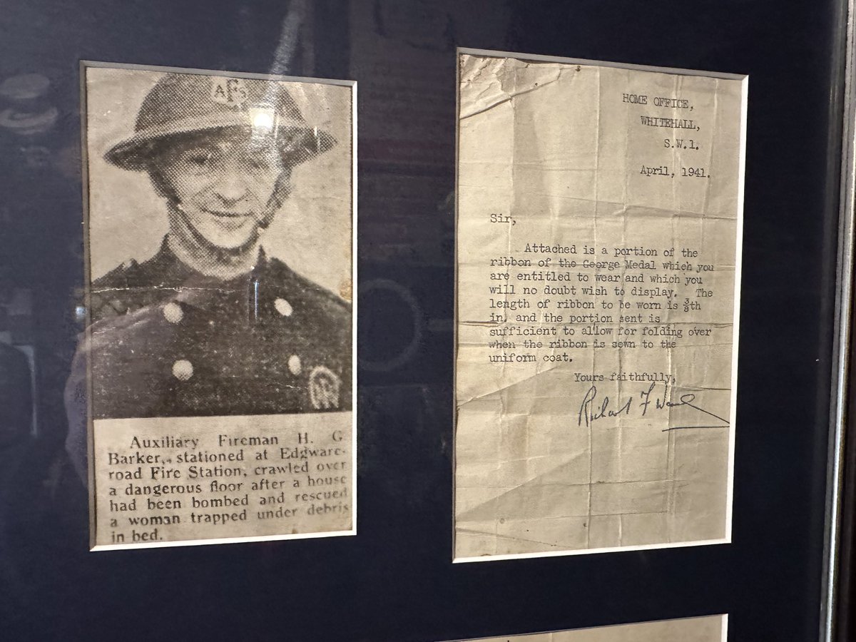 BygonesTorquay's tweet image. From our #WW2 #HomeFront displays . An #AFS  Edgware Road fireman awarded the George Medal .