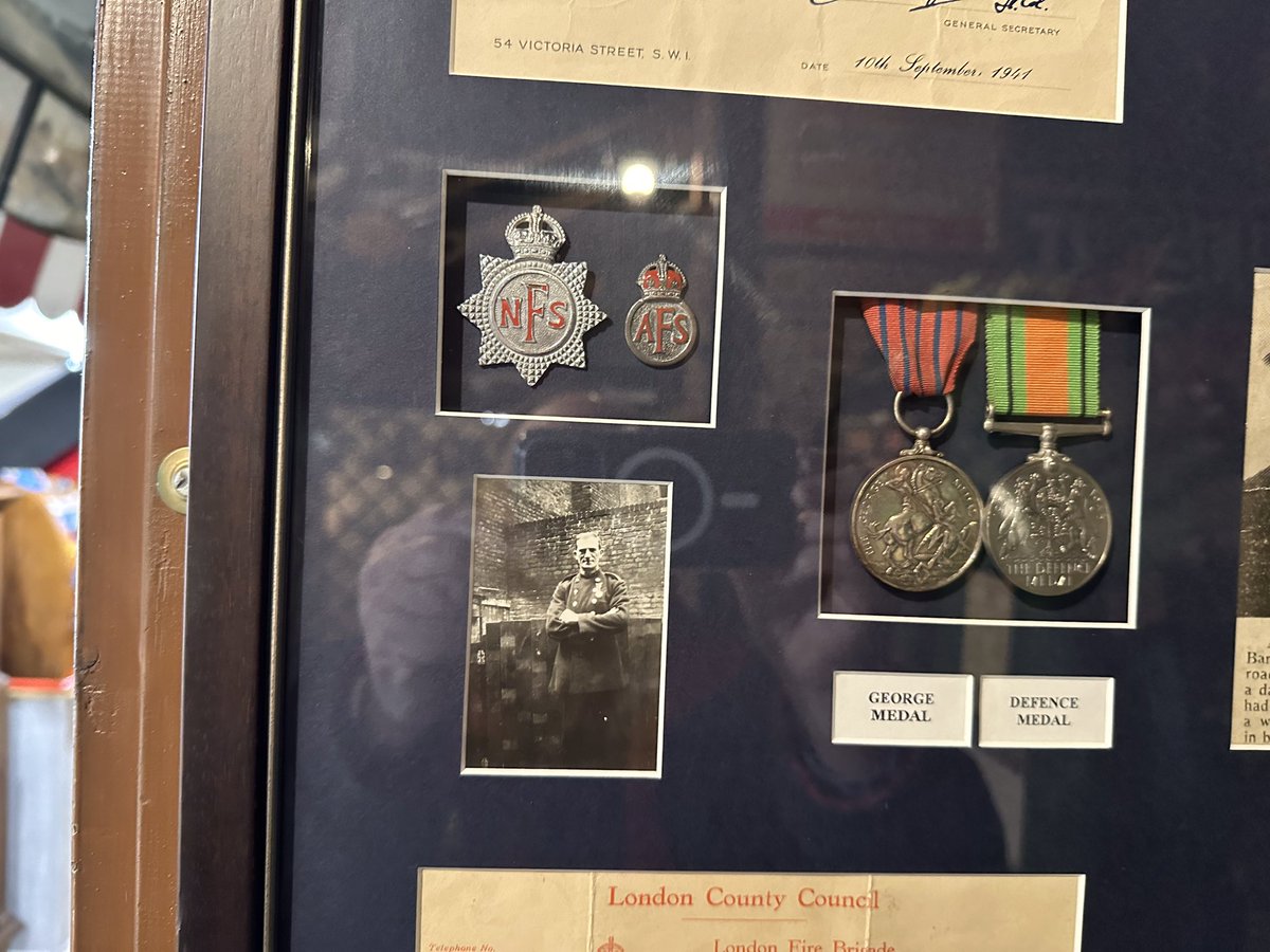 BygonesTorquay's tweet image. From our #WW2 #HomeFront displays . An #AFS  Edgware Road fireman awarded the George Medal .