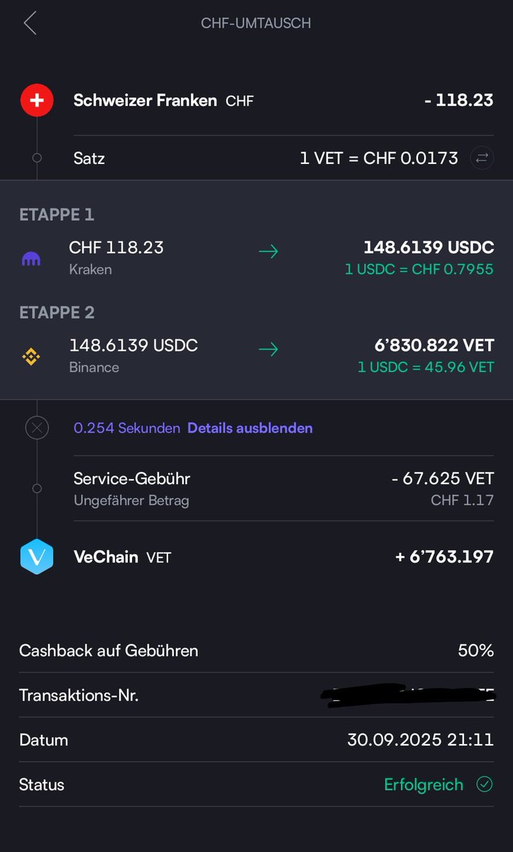 ntheiler2's tweet photo. Just made my #FirstPaidToTrade! with @swissborg π
Swapped $CHF β $VET and already earning Cashback!
Loving the new Ranks and $BORG Cashback β it really feels good to get Paid to Trade π
#BorgBack25 $BORG #VeChain #Cashback https://t.co/voLs6ZI0F1