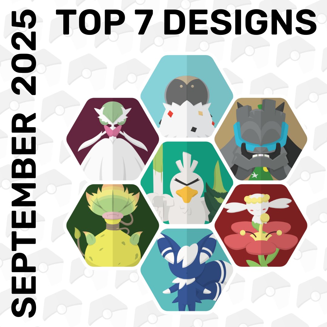 PokeHexDex's tweet image. Another month has come to a close! Here are my most popular designs from #September:

1. #Spewpa
2. #MegaGardevoir
3. #Ogerpon (Cornerstone)
4. #Sirfetchd
5. #MegaVictreebel
6. #Flabebe
7. #Meowstic

Which one is your fave? #pokemon #pokemonart #pokeart #pokemonlegendsza