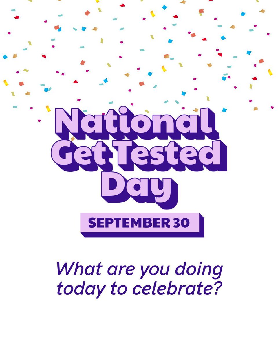 InfoASHA's tweet photo. It is #NationalGetTestedDay 🎉  What are you going to do to celebrate?  

#NGTD25 #STIprevention #STItest #TalkTestTreat #SaferSex #ASHA #STItesting #STIawareness #GetTested https://t.co/8VGDDtR2nP