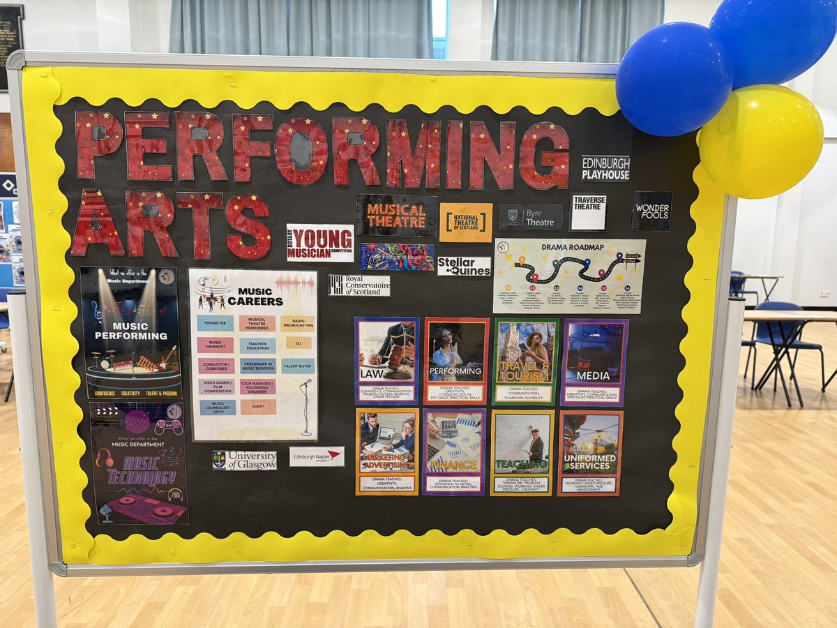 Team Performing Arts 🎭 🎶 are ready to show off at <a href="/Beath_HS/">Beath High School</a> careers fair! <a href="/mrcalder_/">Mr Calder</a>  <a href="/BeathHS_DYW/">#teamBeath DYW 💙</a> 💙⭐️