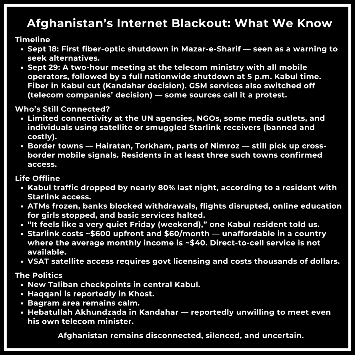 Afghanistan blackout. What do we know? 24 hours passed.