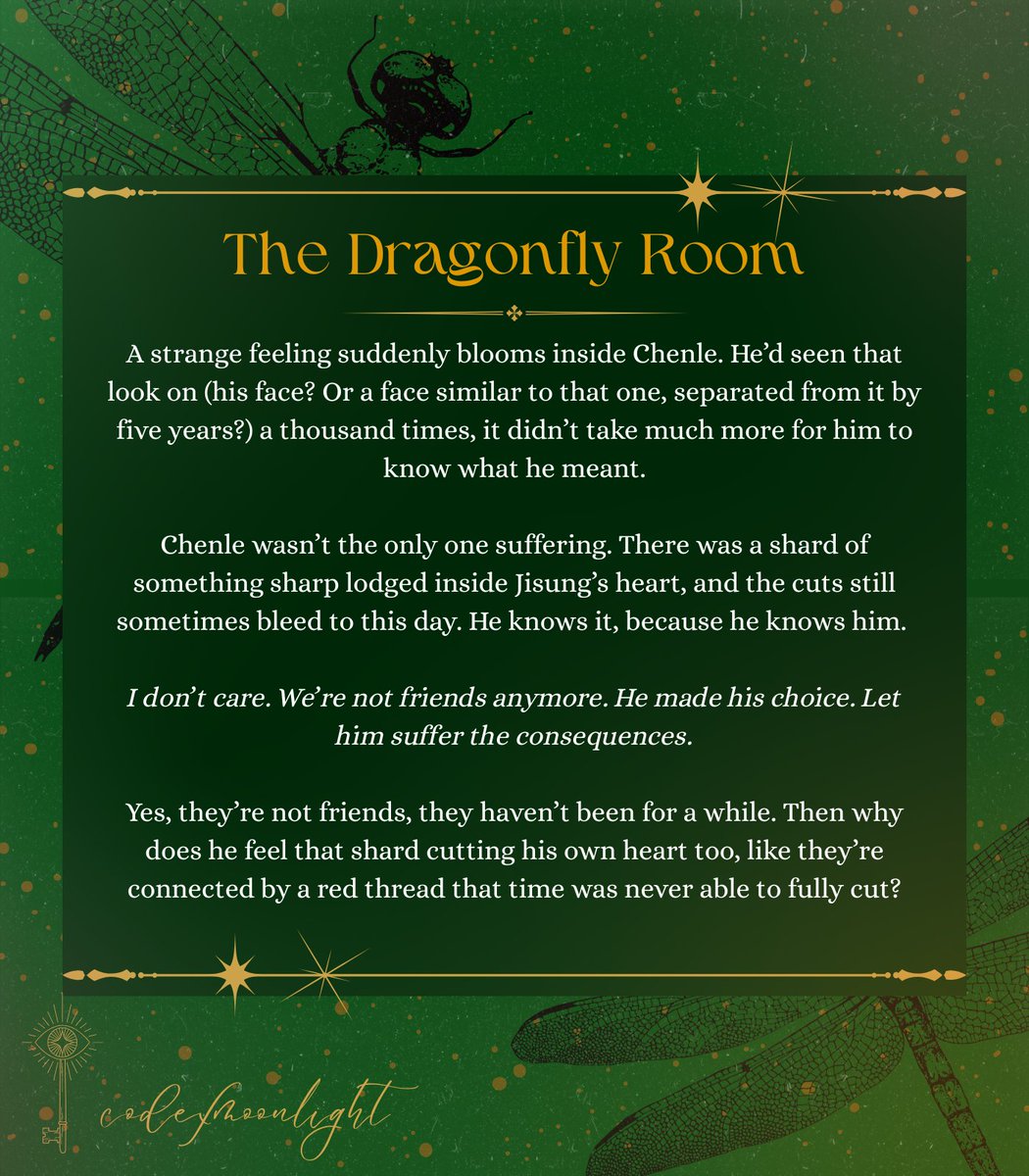 neosleepsong's tweet image. • ● KEYSTONE ● • 

🗝 Chenji
⭐️ 220k words in total, M rated
🗝 Fantasy, slow burn, childhood friends to strangers to lovers 
⭐️ Chapter Three (11k): The Dragonfly Room
🗝 Plans for the future, a glimpse into the past
⭐️ archiveofourown.org/works/70248281…