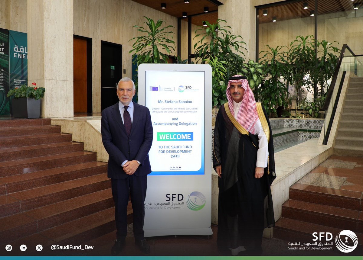 SanninoEU's tweet photo. With H.E. Sultan Abdulrahman Al-Marshad, CEO of @SaudiFund_dev, I discussed how to deepen EU-Saudi cooperation in third countries. 
 
The upcoming #PactfortheMediterranean can provide the framework for 🇪🇺&amp;🇸🇦 common work. https://t.co/7KlqMf8WBC