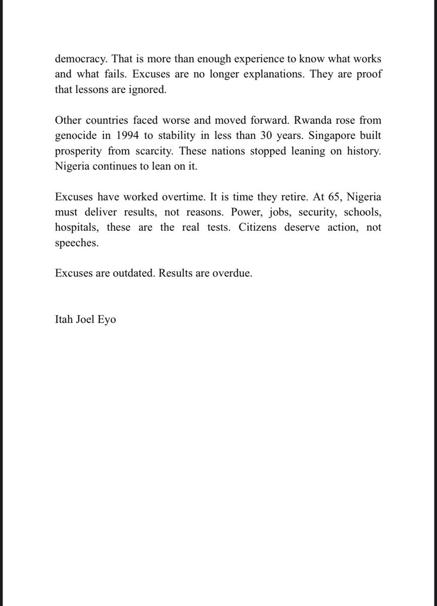 _ayomotion's tweet photo. Excuses cannot power homes or feed families.
At 65, Nigeria must deliver action, not speeches.

@instablog9ja @yabaleftonline https://t.co/jJo9QQnUXP