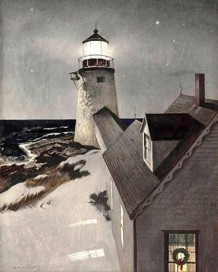 olgatuleninova's tweet photo. Andrew Wyeth, American, 1917-2009
Snowy Morning, 1947
Tempera on panel
21 ¾ × 16 in (55.2 × 40.6 cm)
Private collection (sold, Christie’s New York, 2012); subject: Marshall Point Lighthouse, Port Clyde, Maine https://t.co/PJ10tB94on