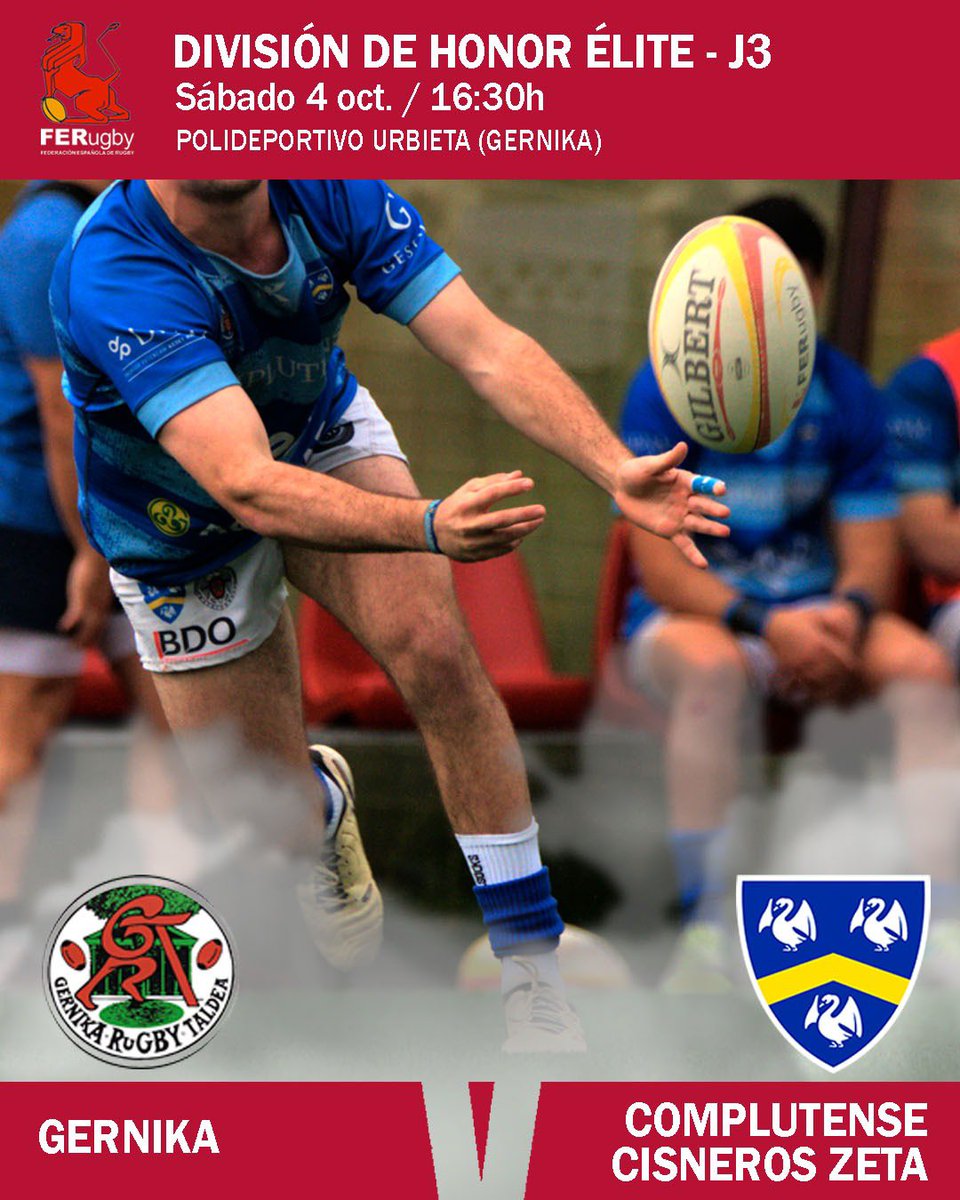 Cisneros_Rugby's tweet photo. 🔥 J2 División de Honor Élite
@GuernikaRT 🆚Complutense Cisneros Zeta
📍 Polideportivo Urbieta
⏰ Sábado 4/10 – 16:30h
💙 ¡Vamos con todo! https://t.co/5PEv5tuvNL