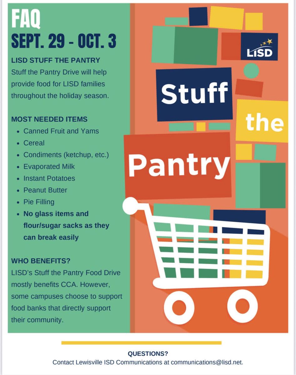 Our food drive is going on this week. The class that brings the most items will win a class party! Thank you for participating.