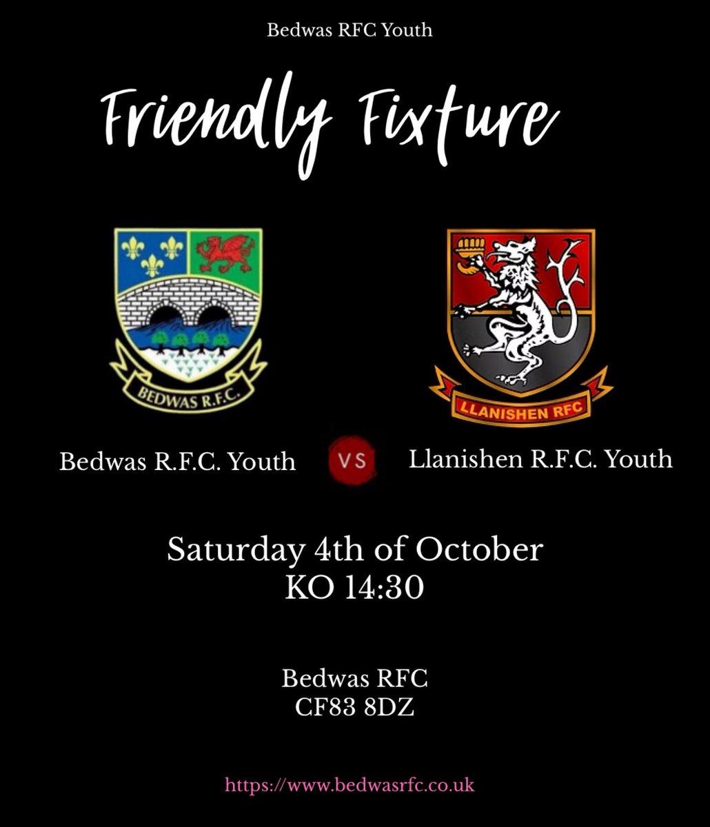 Due to our Dragons 🐉 league game being postponed this week we are delighted to host <a href="/LlanishenU18Y/">Llanishen Youth RFC 25/26 🦁</a> this week down the Bridgefield. Come along and support your Bedwas Boys as they face the Llanishen Lions 🦁 in a friendly fixture that promises some great rugby 🏉 
#wassyouth