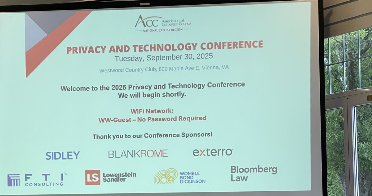 christinayiotis's tweet photo. 2025 ACC NCR #Privacy &amp; #Technology Conference “#Breach #Response #Preparedness - Proactive Strategies in Meeting #Requirements &amp; #Mitigating #Risk” Lowenstein Sandler Partner Amy Mushahwar @FTIConsulting Sr. MD David Meadows @EchoStar Senior Corporate Counsel Grant Gendron https://t.co/qC12owyToA