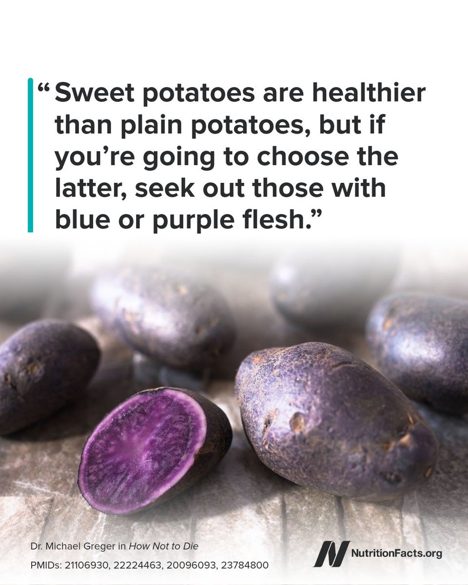 If you compare the antioxidant activity of white, yellow, and purple potatoes, yellow potatoes, such as Yukon gold, have about twice the antioxidant power as white potatoes, but purple potatoes  have 20 times the antioxidants of white ones. bit.ly/3hBIqAF.