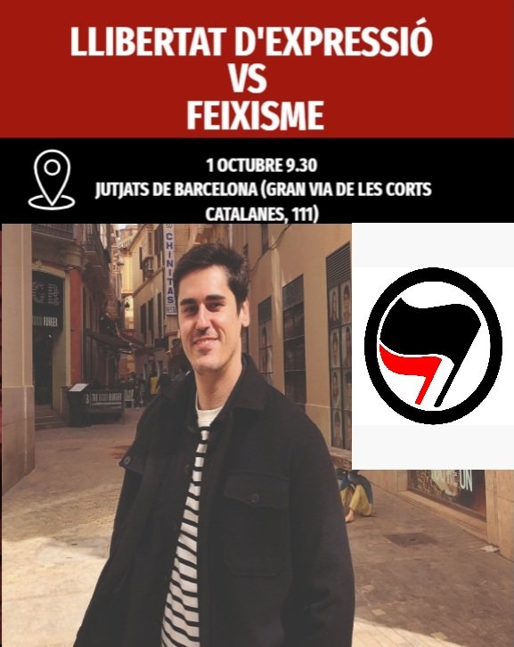 FonsiLoaiza's tweet photo. Mañana 1 de octubre tengo citación judicial en los Juzgados de Barcelona (Gran Via de les Corts Catalanes, 111) por la persecución judicial de Dani Esteve de Desokupa. Nos vemos allí, 9.30. Acude y pásalo por todas las redes. Ni un paso atrás ante el odio de la extrema derecha. https://t.co/ZawGHPERfZ