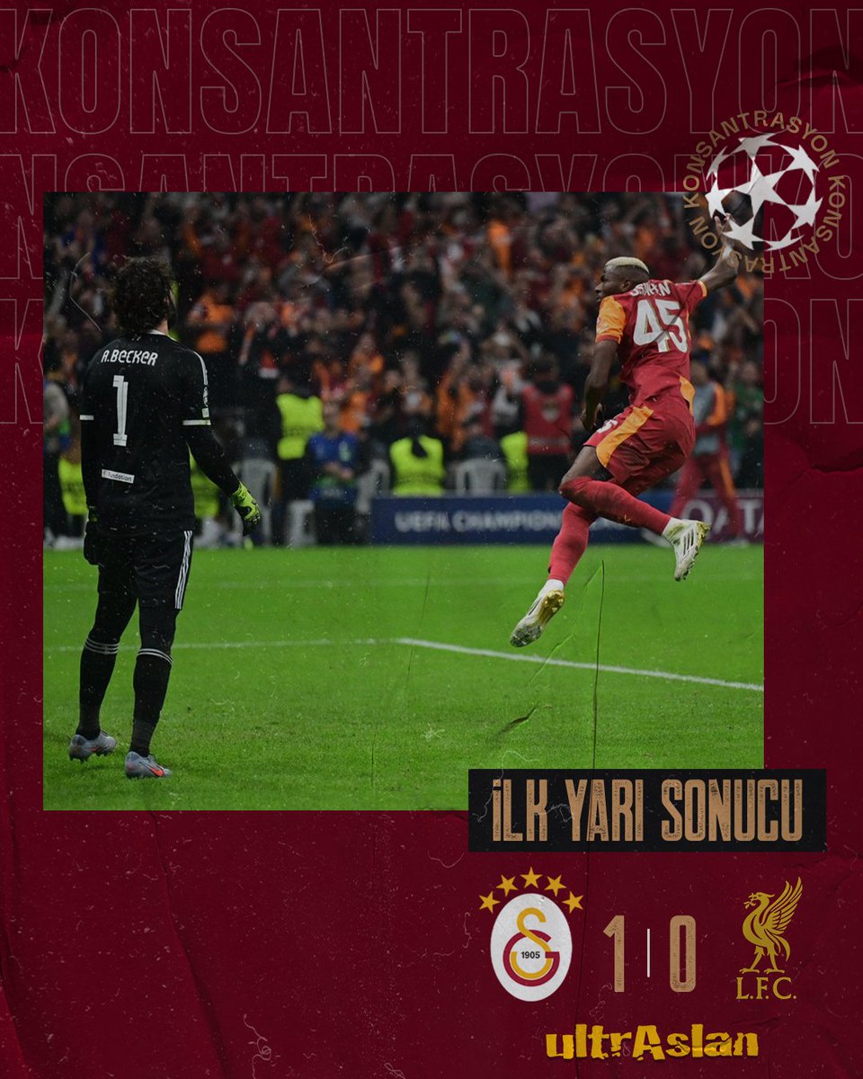 🏆 #UCL 2. Hafta

🟨🟥 İLK YARI SONUCU | GALATASARAYIMIZ 1 - 0 Liverpool

⚽️ 16' Victor Osimhen

#ultrAslan