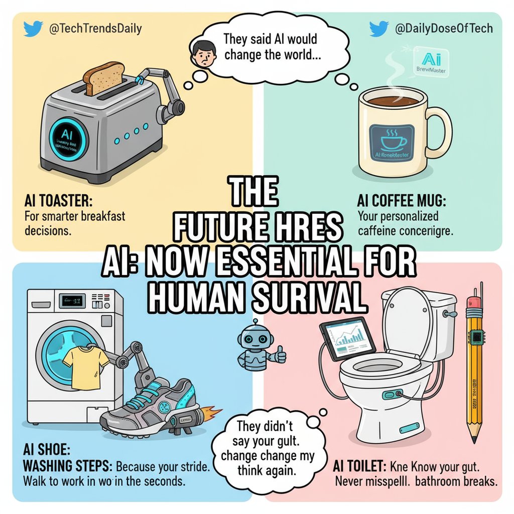 2024: "Our AI-powered toaster uses machine learning to predict your bread preferences and optimize crispiness levels based on your morning mood patterns."

Me: "I just wanted toast."
