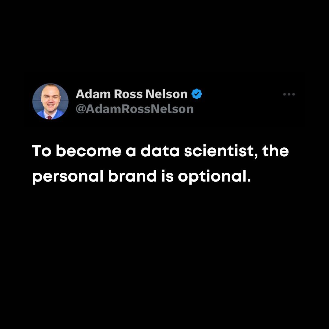 AdamRossNelson's tweet image. You don’t need a polished online brand to break into data science.

You need skills, curiosity, and a willingness to keep learning.

Share your work and don’t let the pressure to “build a brand” hold you back.

#DataScienceCareer #LearnBuildGrow