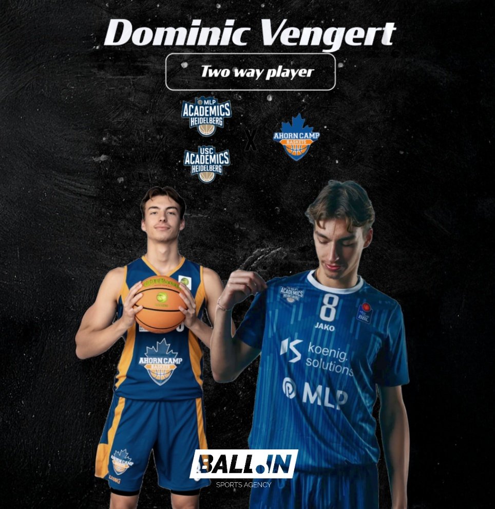 Dominic Vengert is a two way player now and will compete in the BBL with his Club MLP Academics Heidelberg and also in the ProB with the Ahorncamp Baskets Speyer. #WeAreBallin