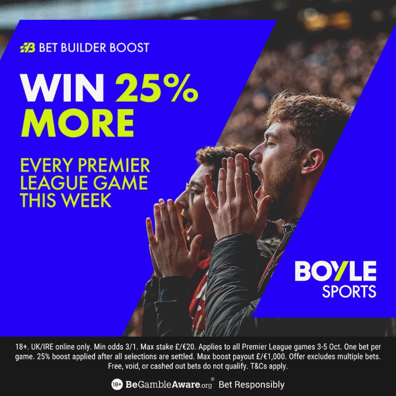 BoyleSports's tweet photo. Win 25% more on EVERY Premier League game this week with Bet Builder Boost!

Tap below to learn more