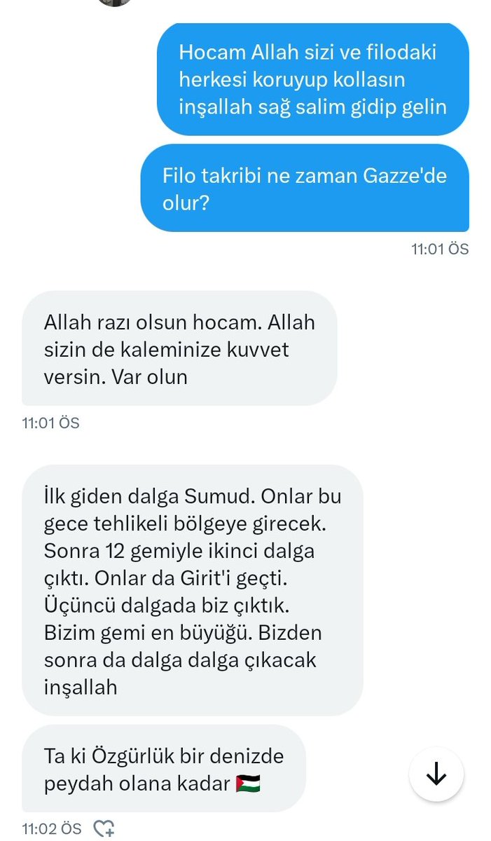 Sumud için kritik saatler. Herkes Filo'nun sağ salim Gazze'ye varması ve Siyonist Çete'nin kahr u perişan olması için dua etsin lütfen