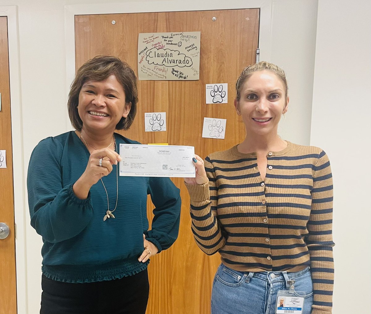 TheForestCS's tweet image. We are beyond grateful to be rolling into our 3rd year of partnership with @PatientFirst . Thanks for fixing our boo boo’s, our fevers, and our hearts 💜. @DrJaneEnnis @CSMCPS_Leader @MCPS #GeorgianForestElementary