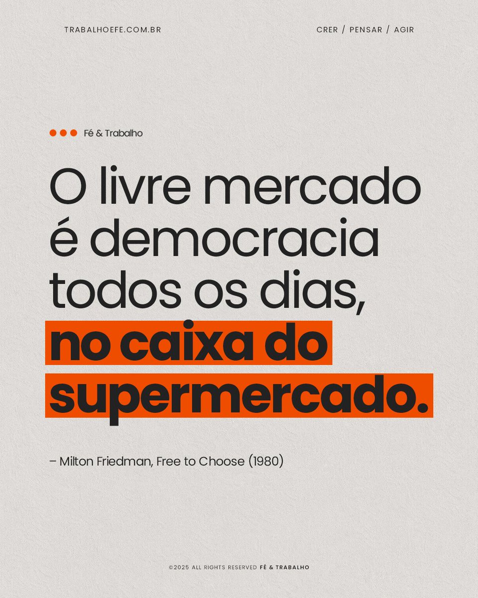 Friedman foi Nobel de Economia, expoente da Escola de Chicago e defensor da liberdade individual.

–

#frasedodia #livremercado #democracia #economia