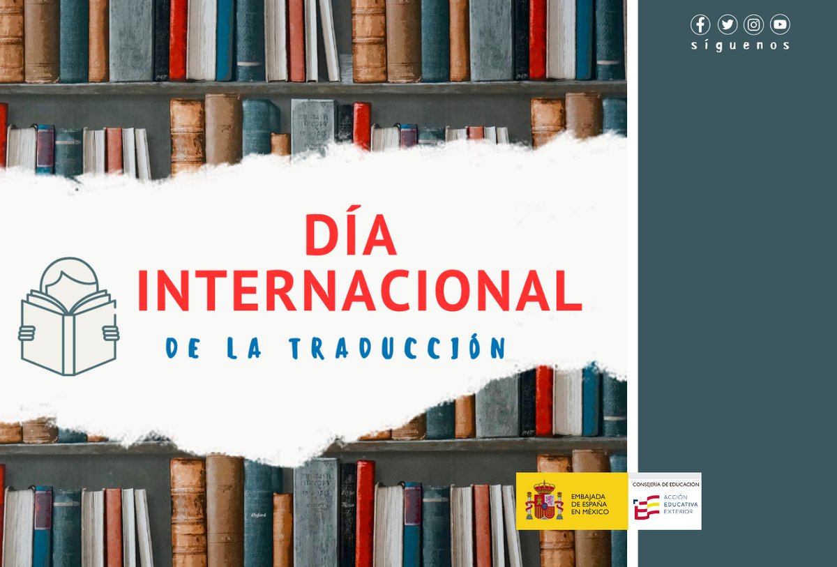 consejeriaedumx's tweet image. 🗣️Hoy, en el #DíaInternacionalDeLaTraducción, celebramos a quienes hacen posible que las ideas viajen y el conocimiento se multiplique.

Gracias a ellos, el diálogo global y la inclusión lingüística llega a las aulas, a los libros y a la vida🌐📚
#EstudiaEnEspaña #LenguasQueUnen